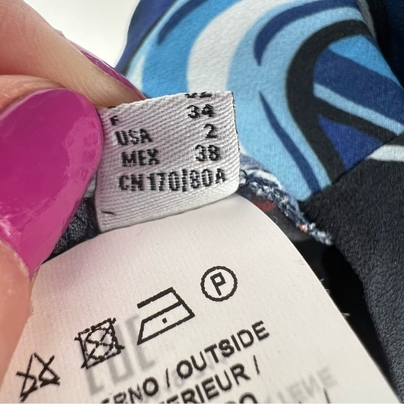 PINKO Logo Chain Print Blue White Sleeveless Tie Bow Blouse‎ - Picture 10 of 14